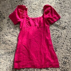 Magenta Puff Sleeve Dress